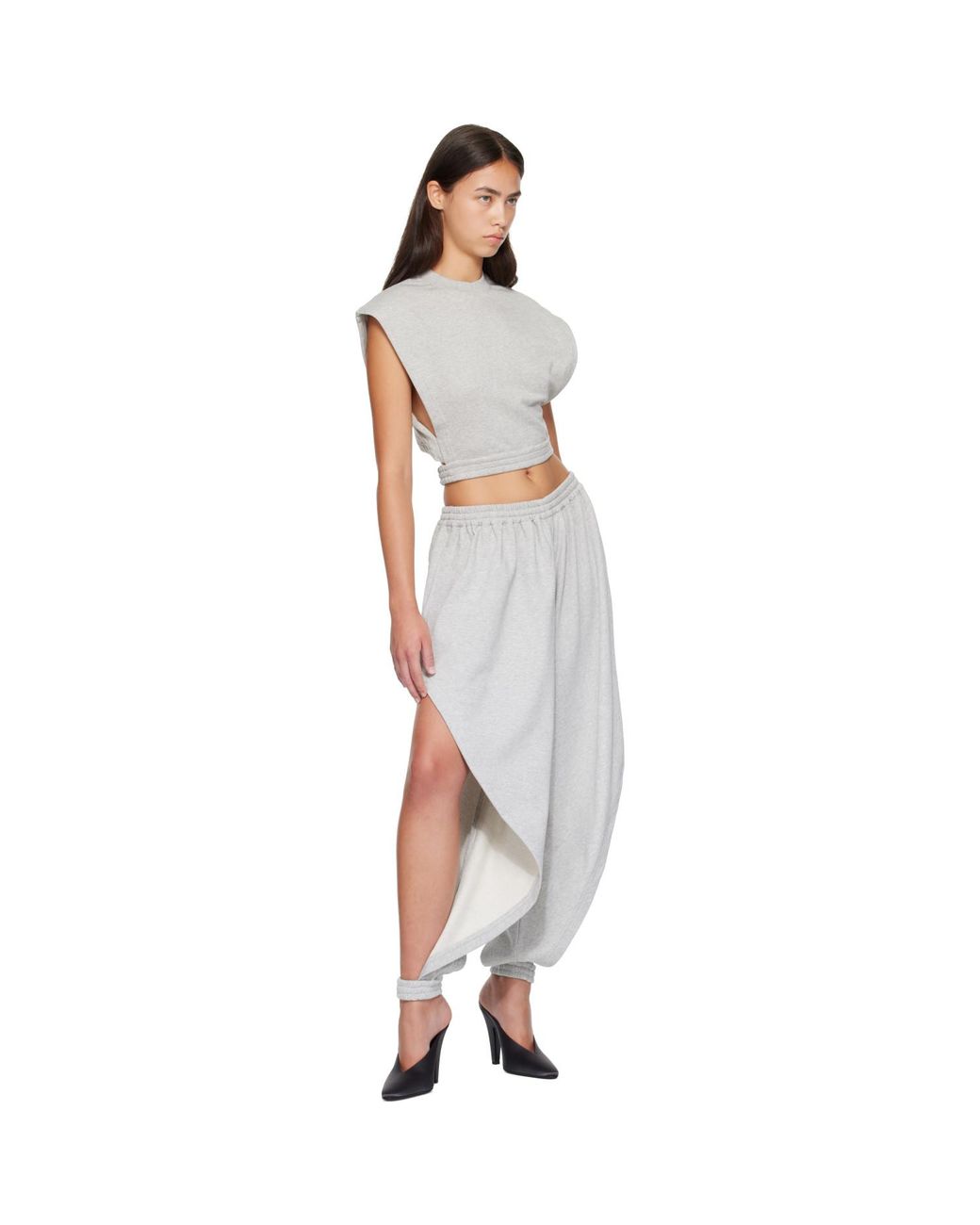 Alaïa Gray Fleece Jersey Crop Top
