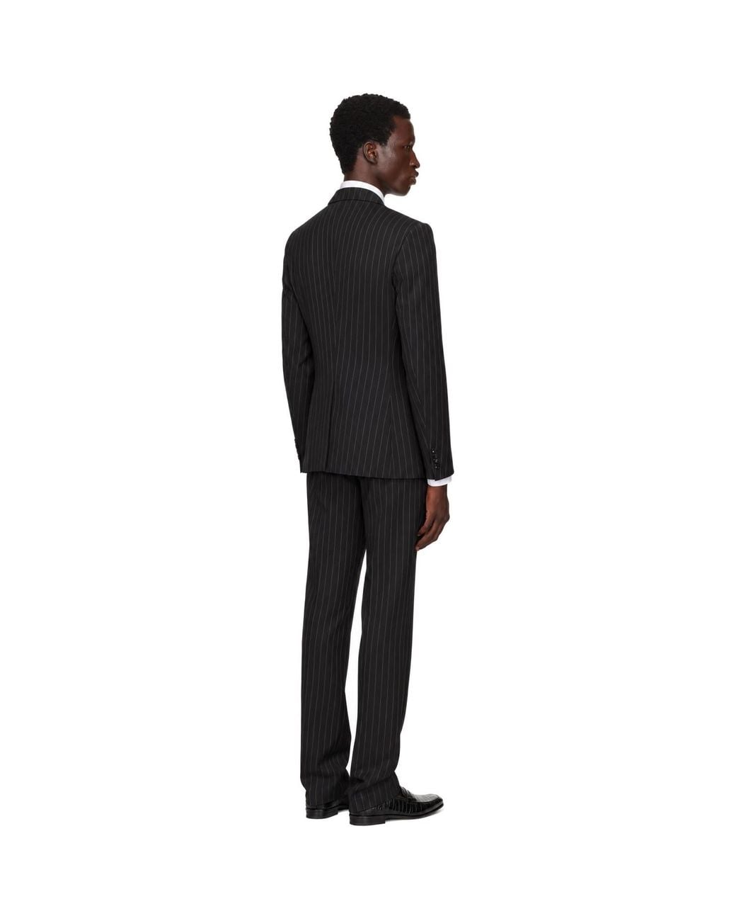 Dolce & Gabbana Black Pinstripe Wool Suit for men