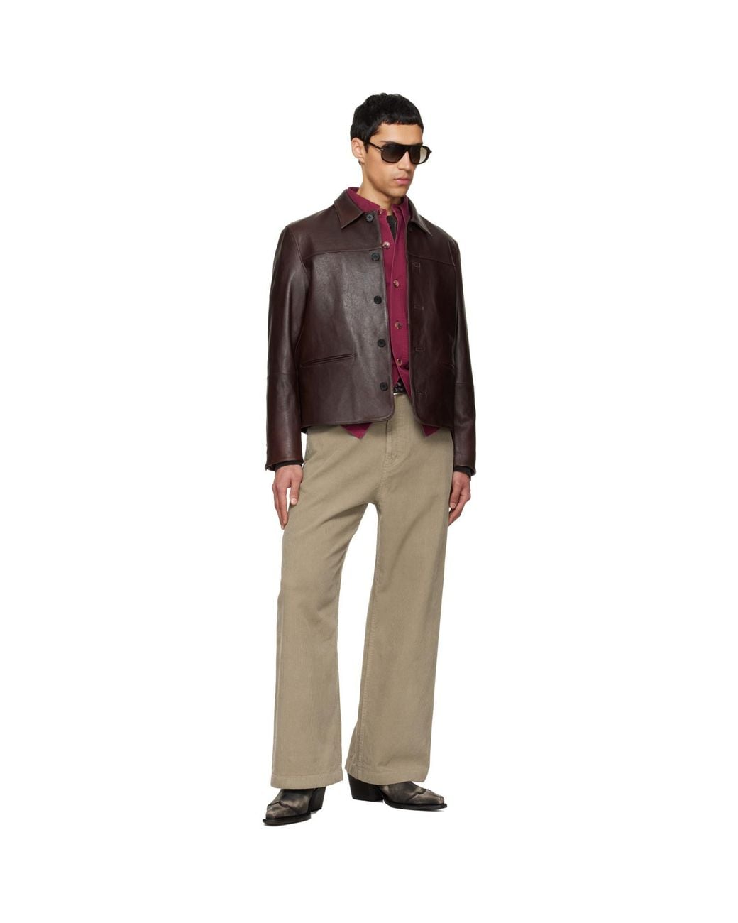 TONYWACK Natural Washed Corduroy Wide-Leg Trousers for men