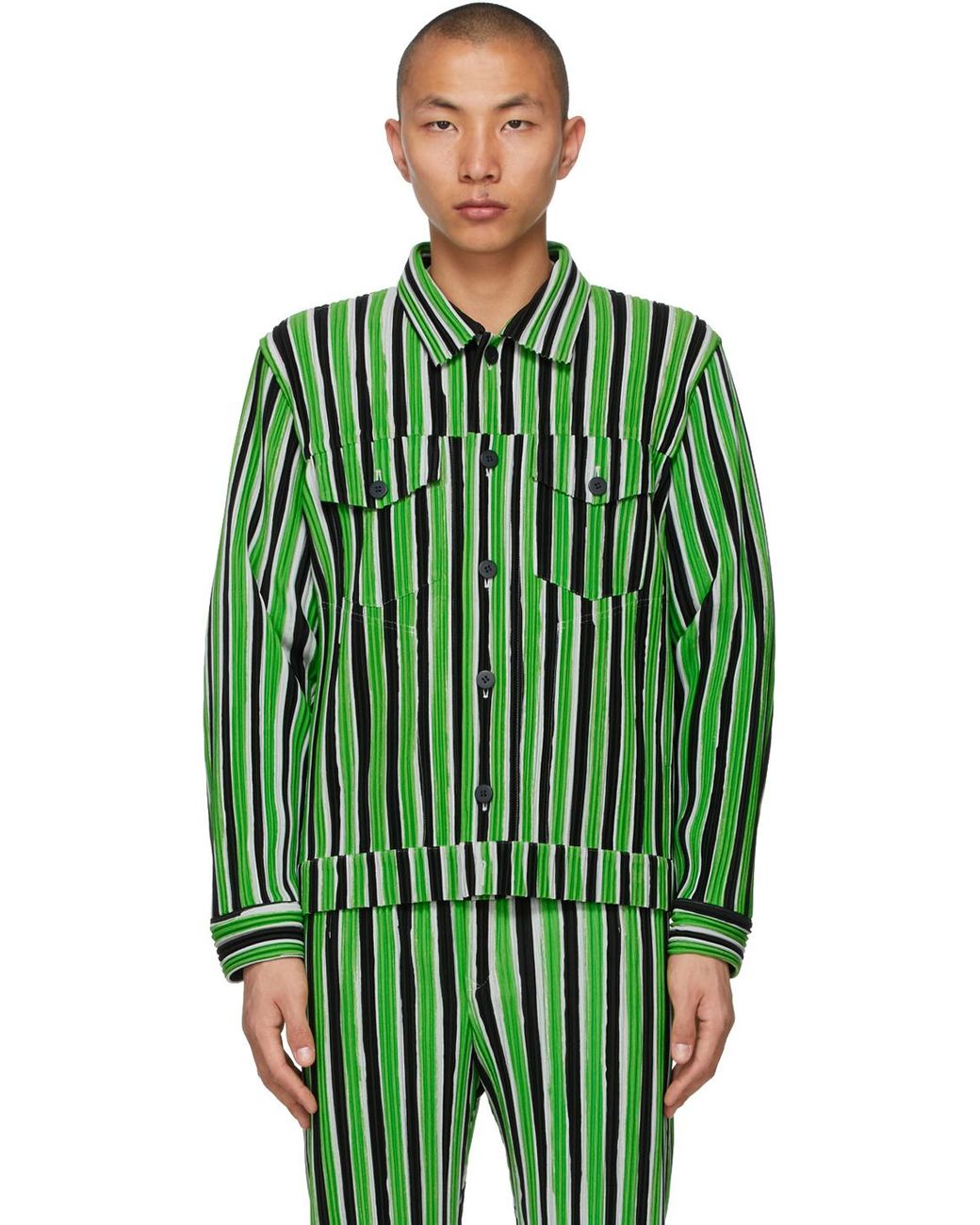 Homme Plissé Issey Miyake Green Tailored Line Jacket for Men | Lyst
