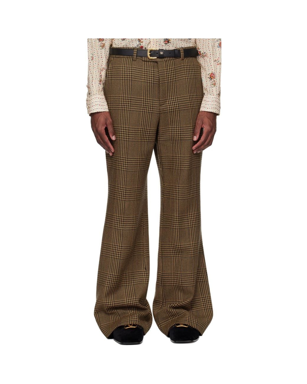 Valentino Brown Glen Check Trousers for men
