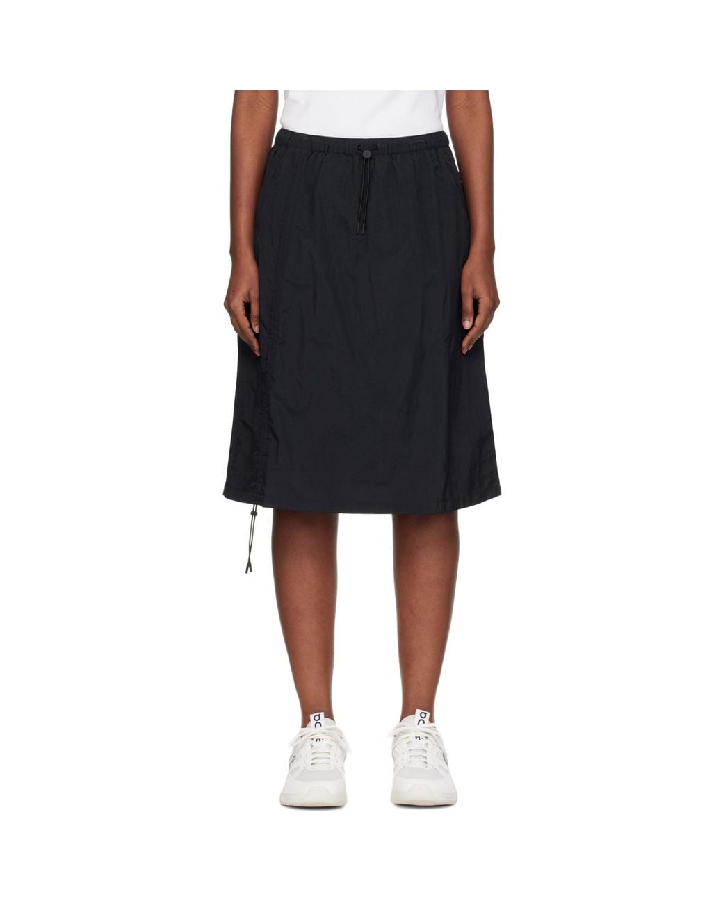 On Shoes Black Drawstring Midi Skirt