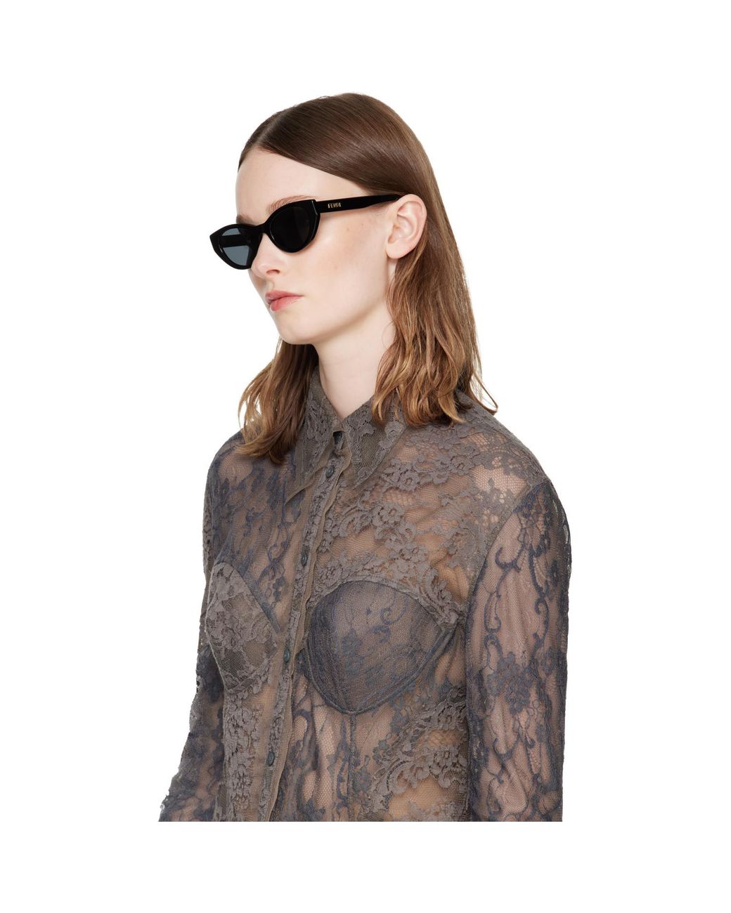 Fendi Gray Lettering Sunglasses