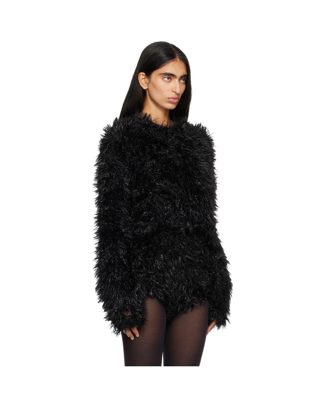 Junya Watanabe Black Glitter Crewneck Sweater