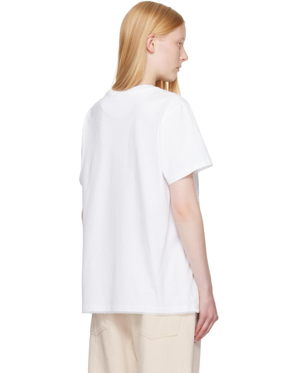 Stella McCartney ホワイト レース スリップ ジャージ Tシャツ White