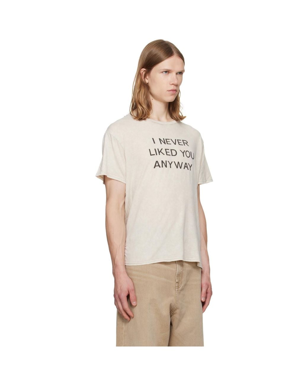 R13 Natural 'I Never Liked You' Boy T-Shirt for men