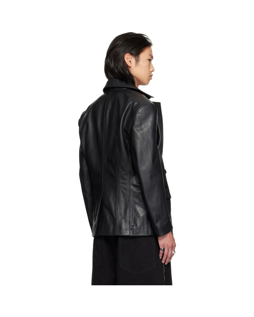 Lu'u Dan Black Cinched Leather Blazer for men