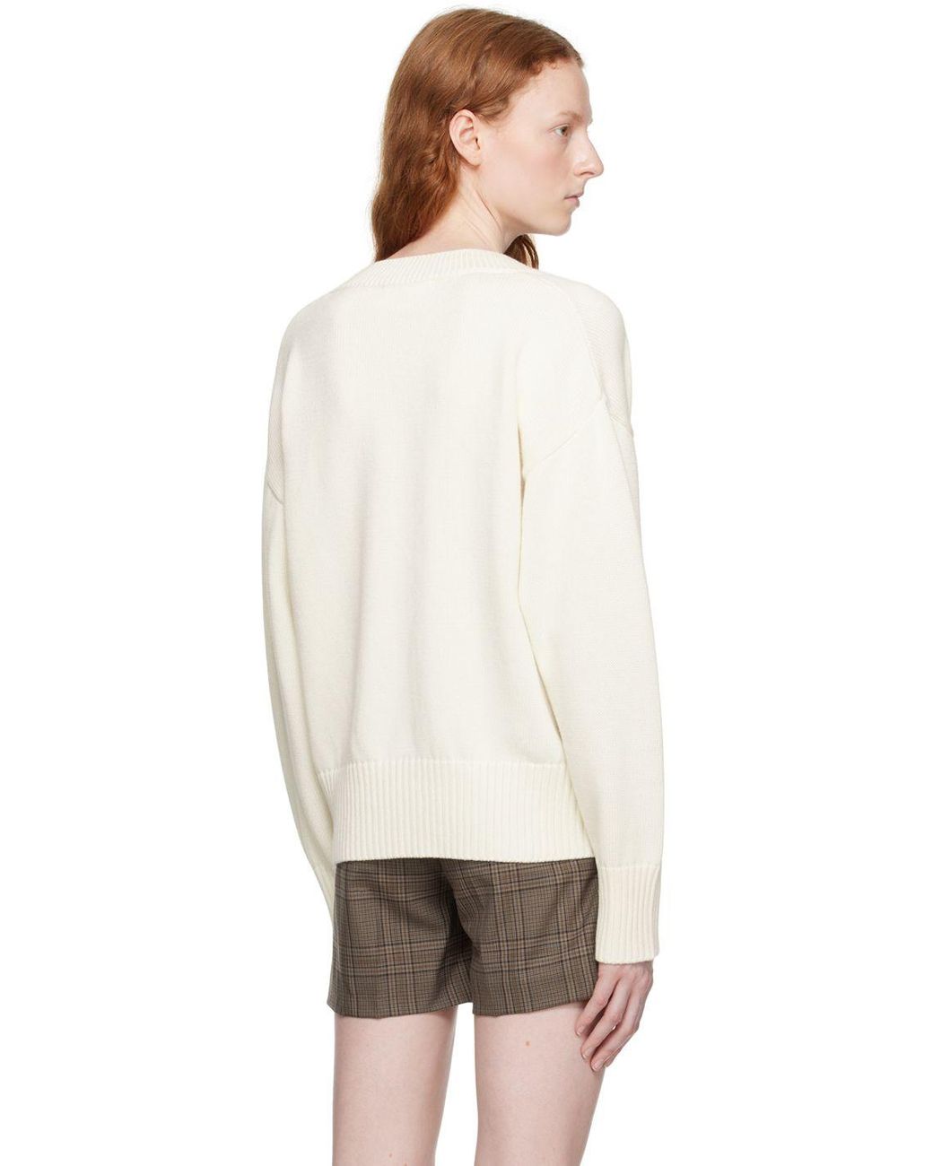Ami Paris Off-white Ami De Cœur Sweater in Natural | Lyst
