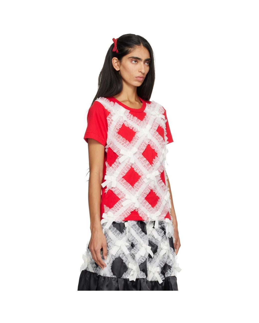 Comme des Garçons Red Gather Tape Decoration T-Shirt