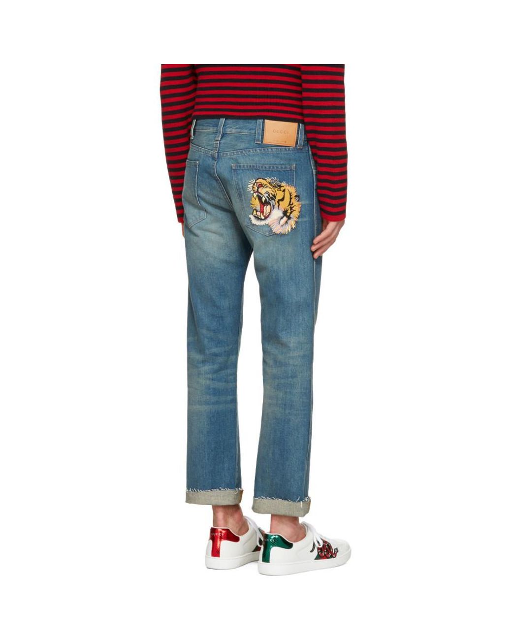 Gucci Indigo Tiger Cropped Jeans in Blue for Men | Lyst Canada
