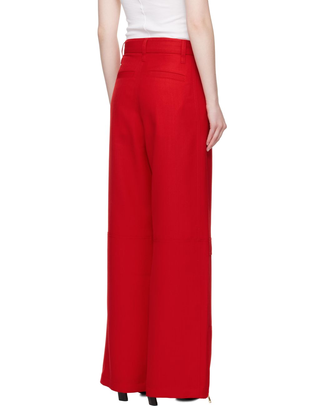 AMI Red Wool Cargo Pants