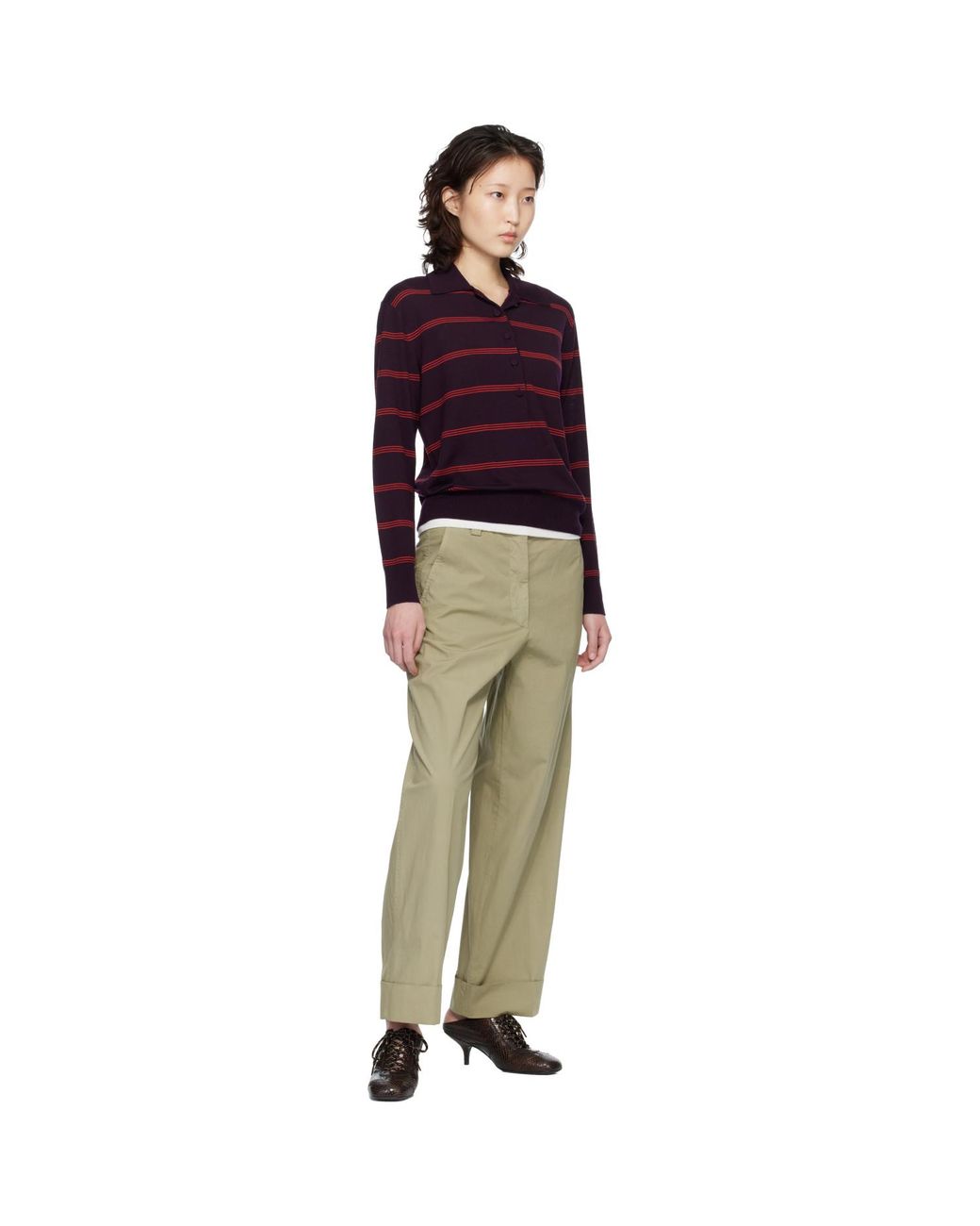 Dries Van Noten Natural Stretch Cotton Trousers