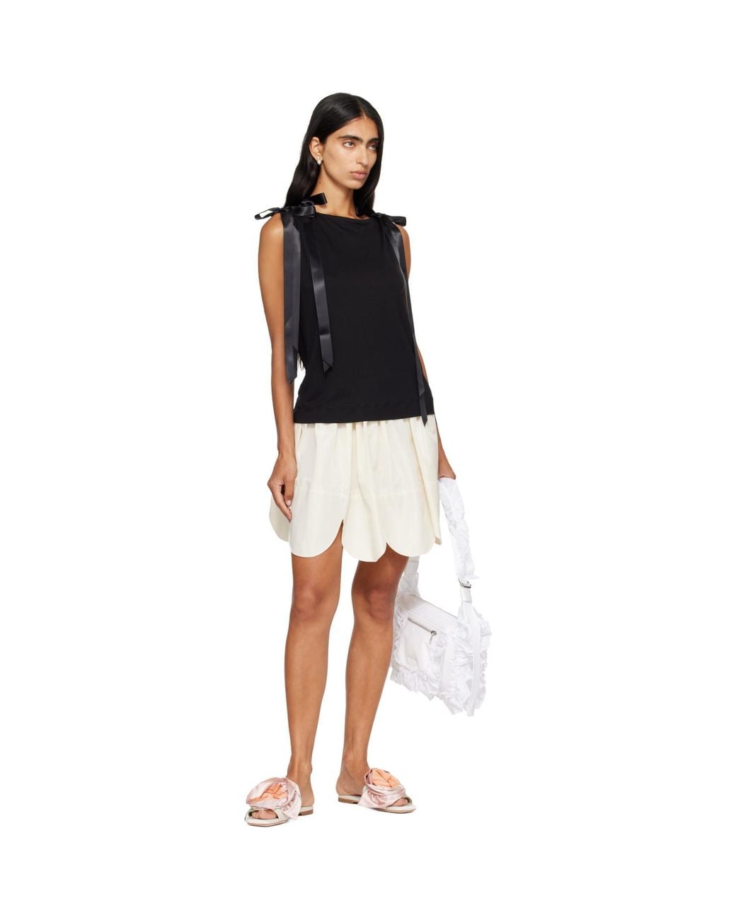Simone Rocha Black Bow Tail Easy Tank Top