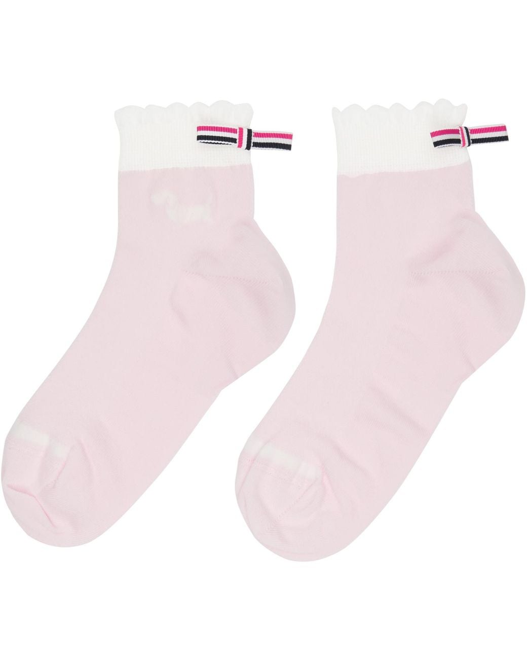 Thom Browne Pink Pointelle Stitch Hector Crew Socks