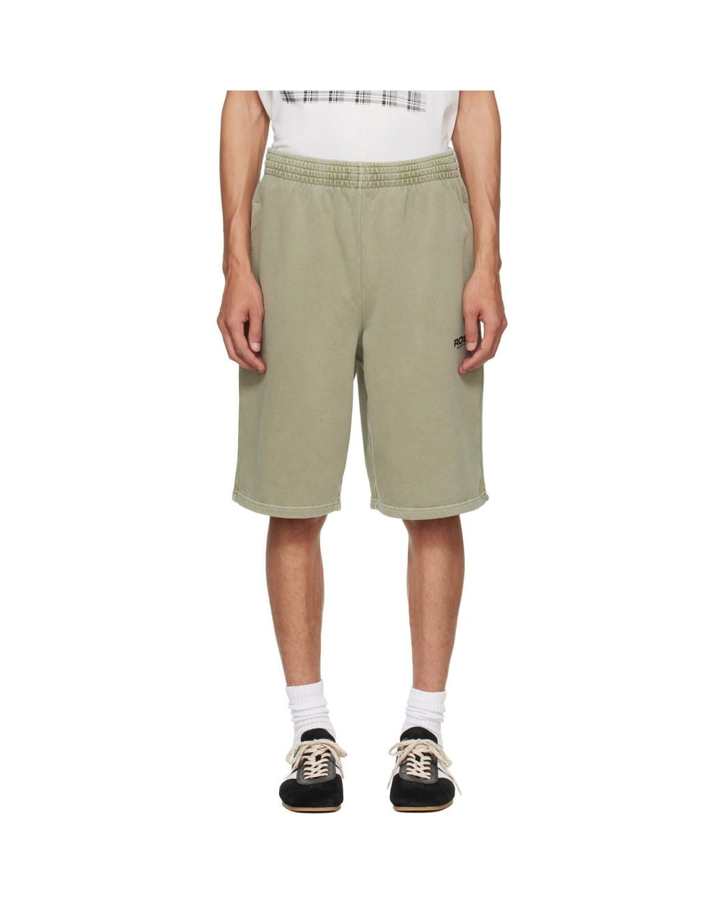 Martine Rose Green Khaki Sweat Shorts for men