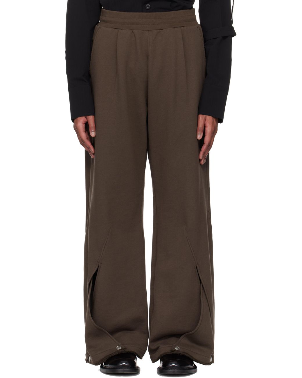 パンツ Nullus INTERTWINED STRUCTURE TROUSERS NULLUS Black Intertwined Belt Tailored Carved Trousers NULLUS