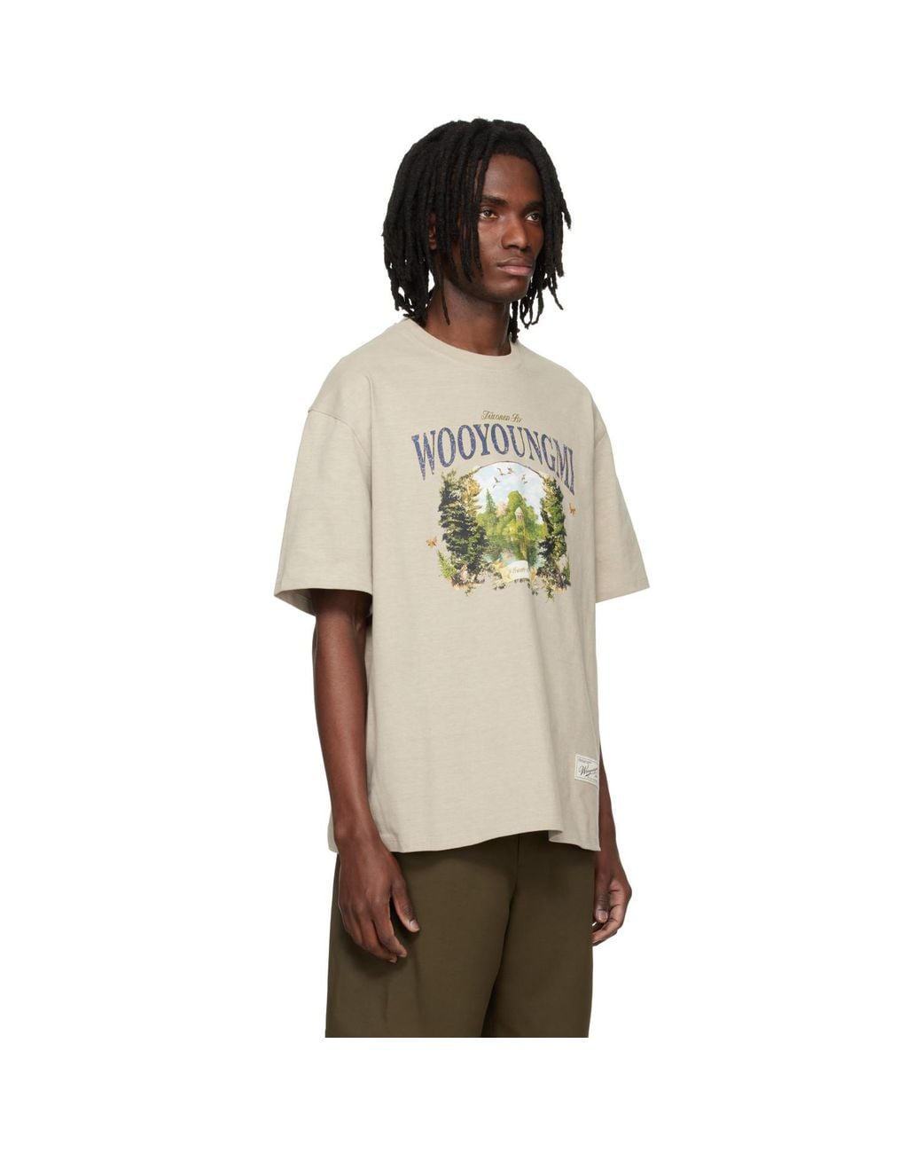 Wooyoungmi Natural Taupe Graphic T-Shirt for men
