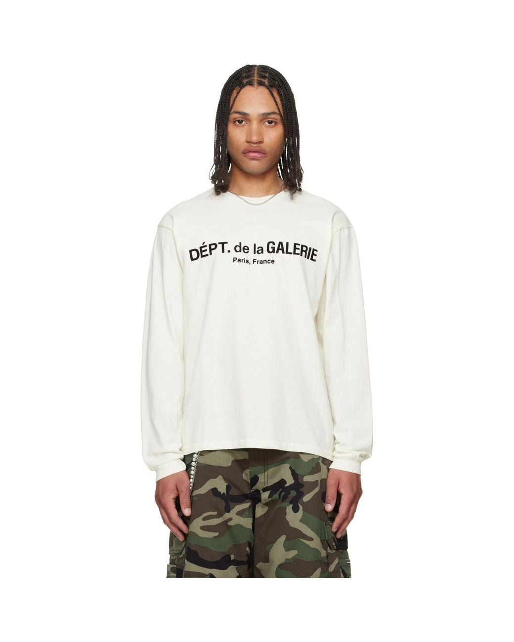 GALLERY DEPT. Black Off- French Logo Lux Long Sleeve T-Shirt for men