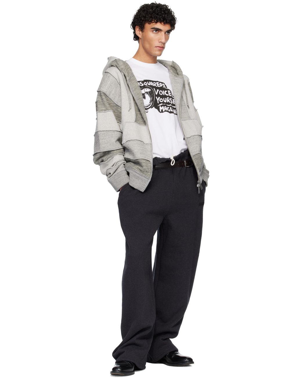 DSquared² Gray Magliano Edition Mix Venue Fit Zipped Hoodie for men