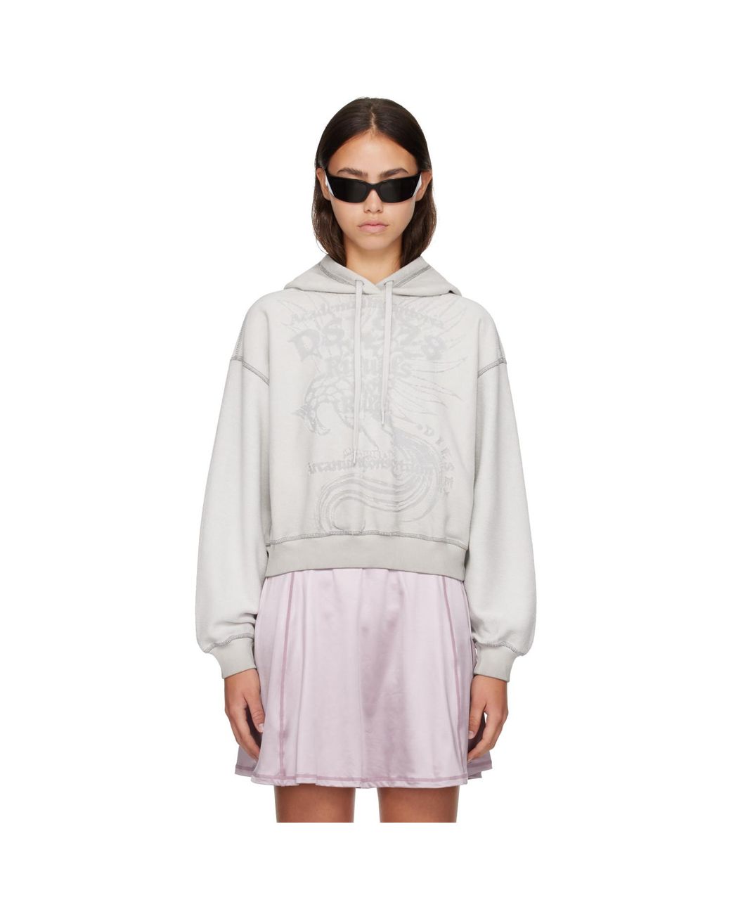 DIESEL Gray Dévoré Print Hoodie