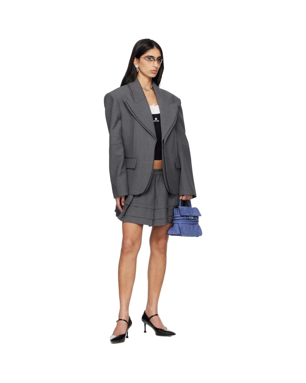ShuShu/Tong Black Peak Lapel Oversized Blazer
