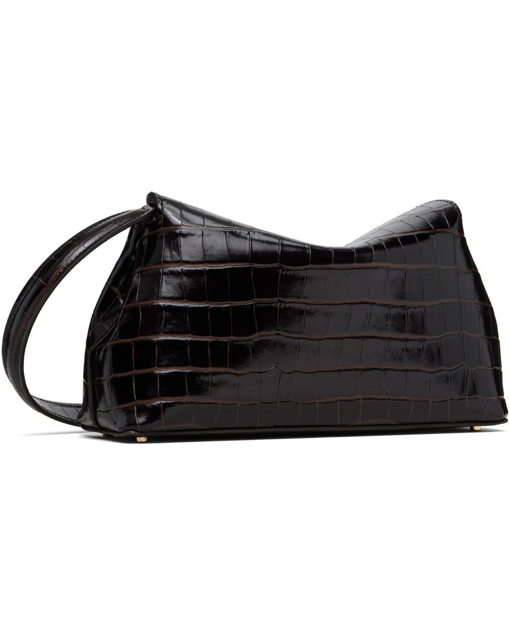 Totême Black T-Lock Croco-Embossed Clutch