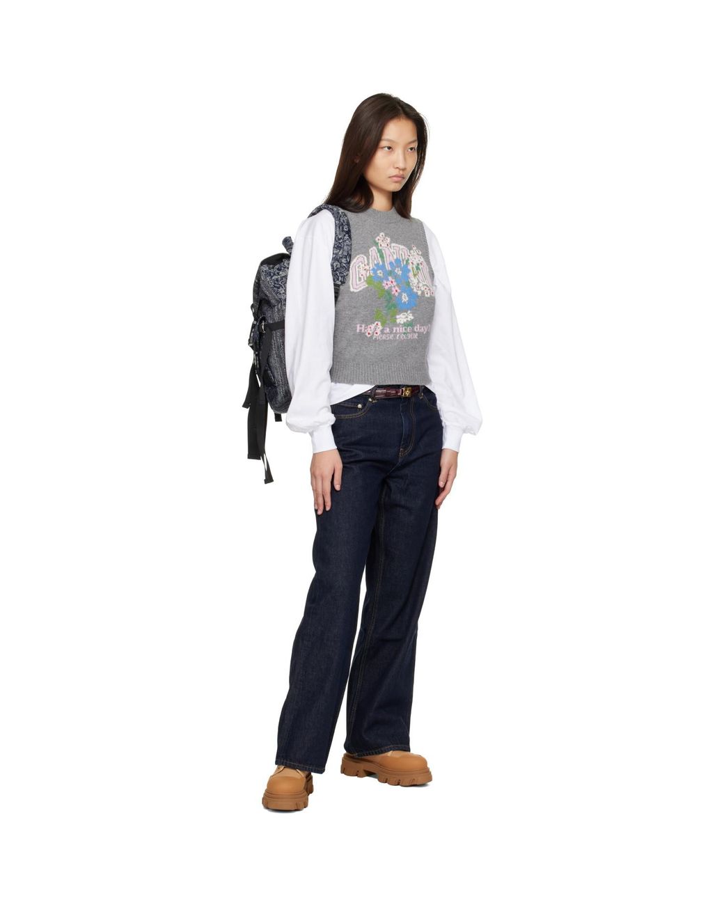 Ganni Black Re-Tech Patchwork Backpack
