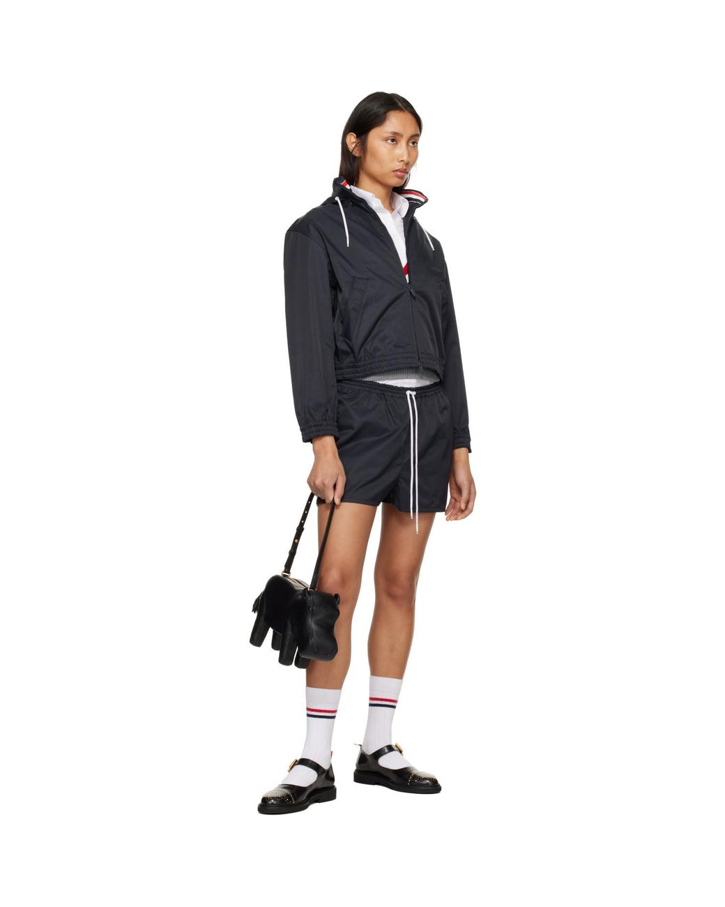 Thom Browne Blue Stripe Drawstring Shorts