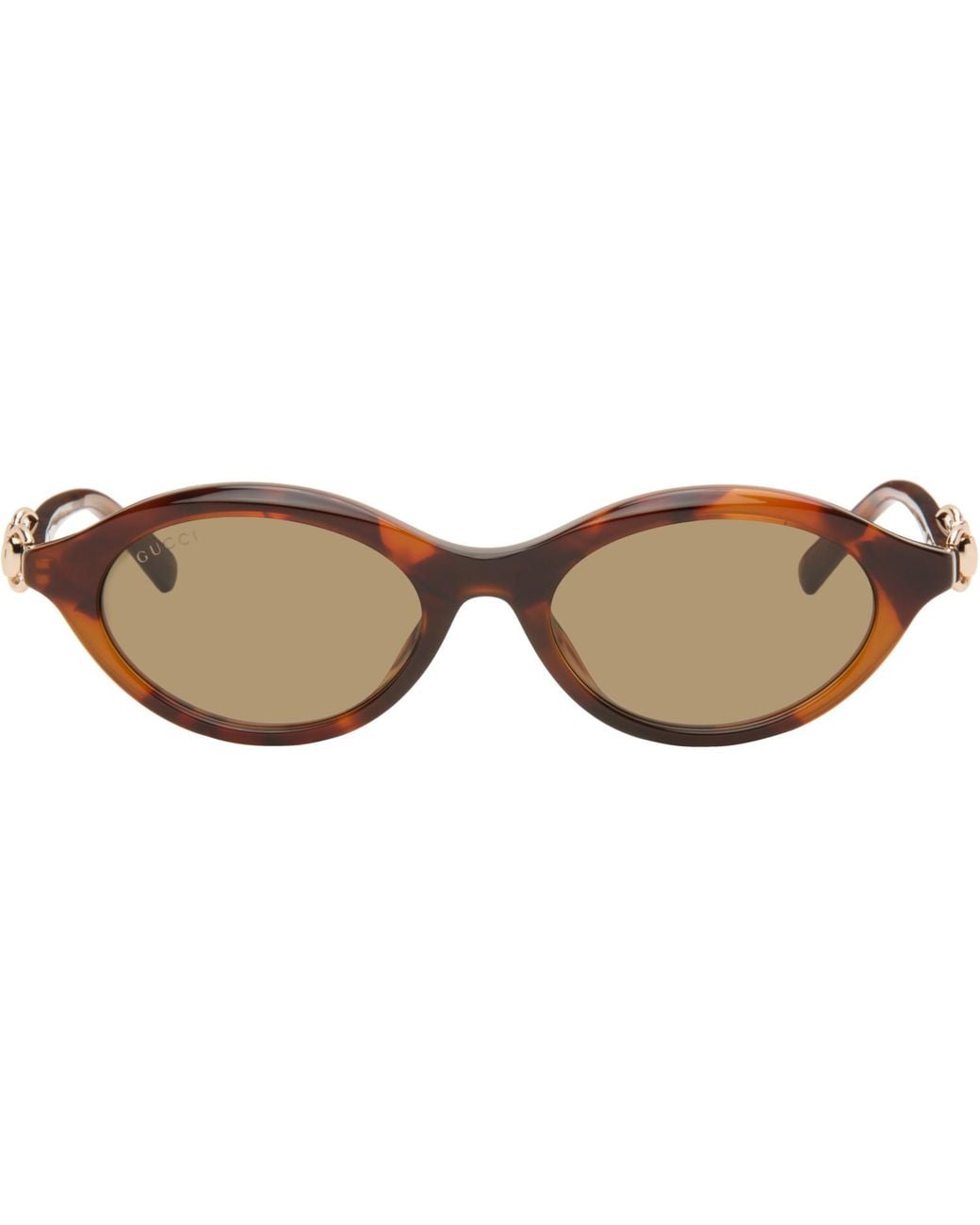Gucci Brown Oval-Frame Sunglasses
