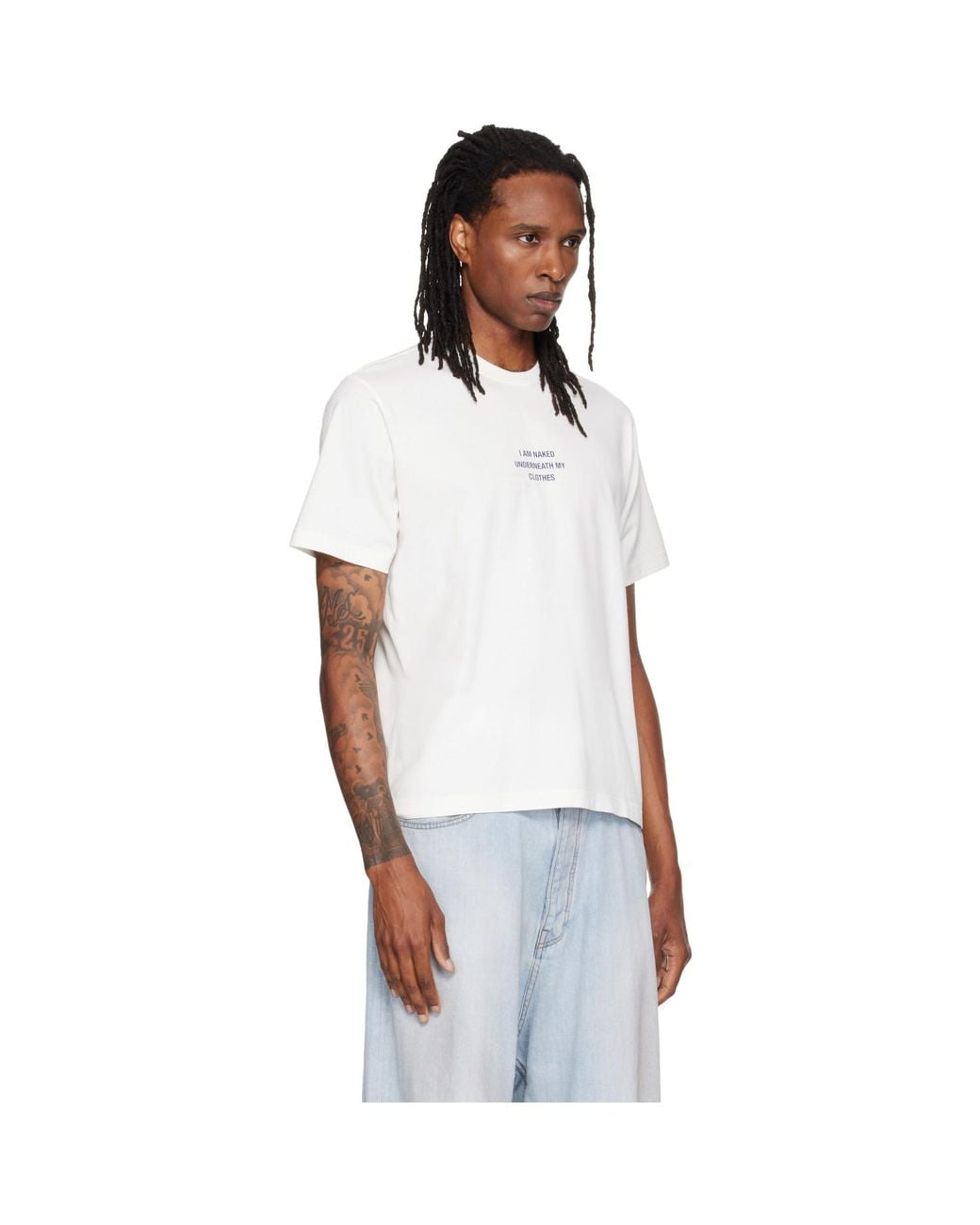 Vetements White Off- 'I Am Naked Under My Clothes' T-Shirt for men