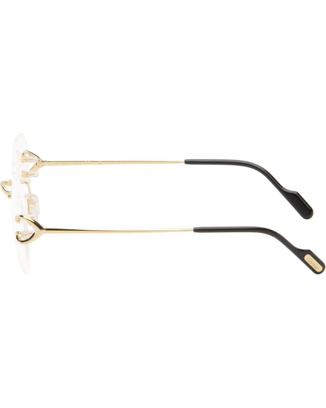 Cartier Black 'C De Square Rimless Glasses