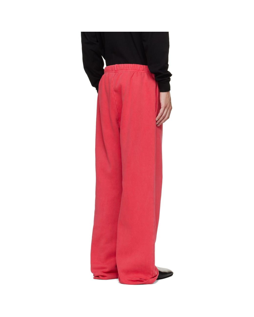 Les Tien Red Heavyweight Puddle Sweatpants for men