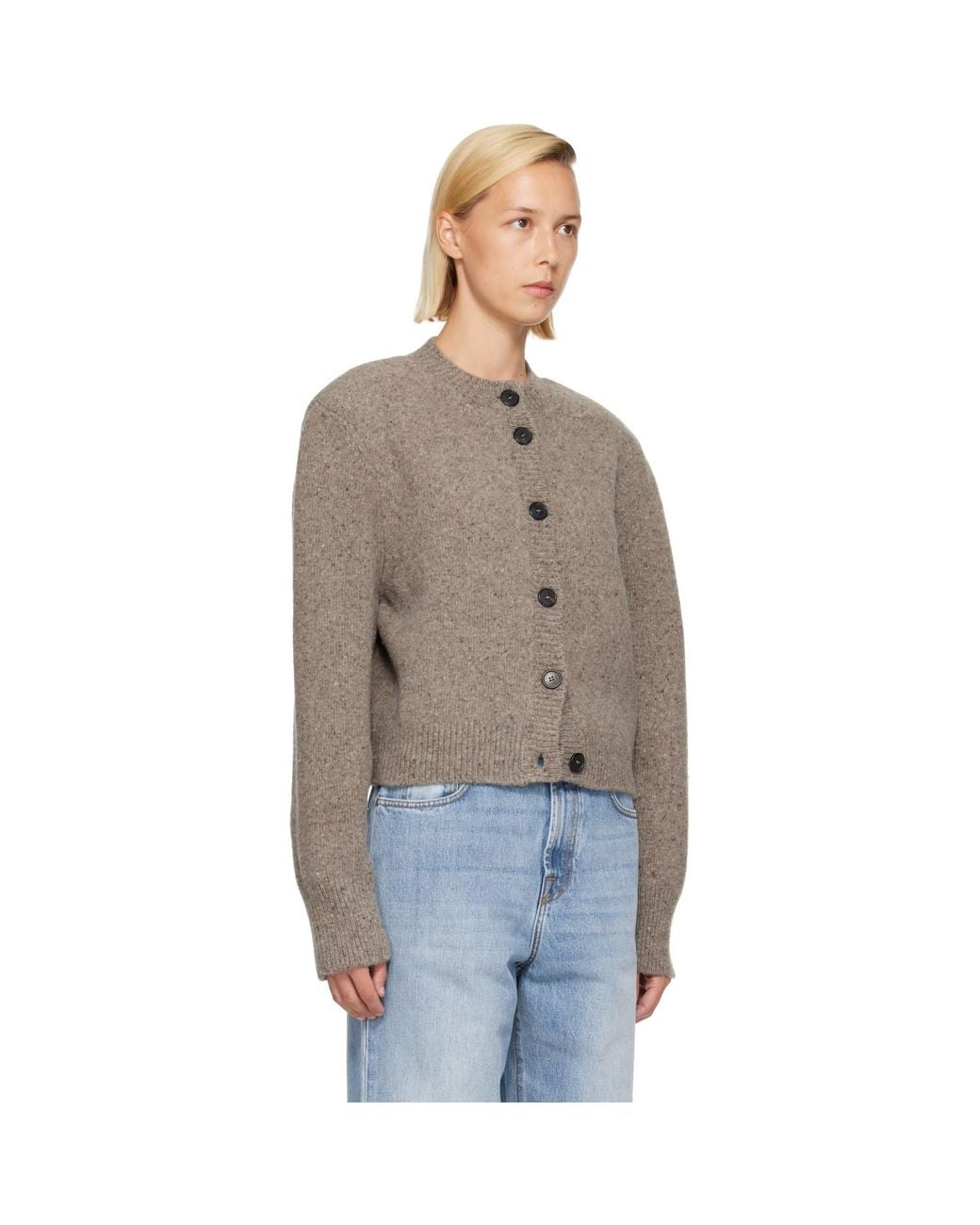 Rohe Brown Taupe Statement Mouliné Cardigan
