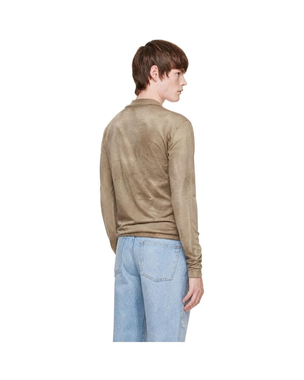 Edward Cuming Natural Stacked Henley for men