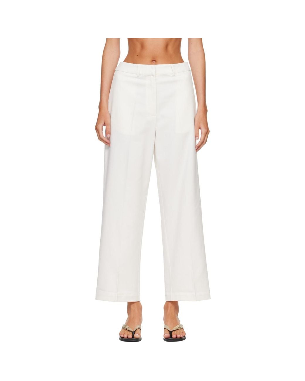 Cordera White Soft Cotton Straight Trousers