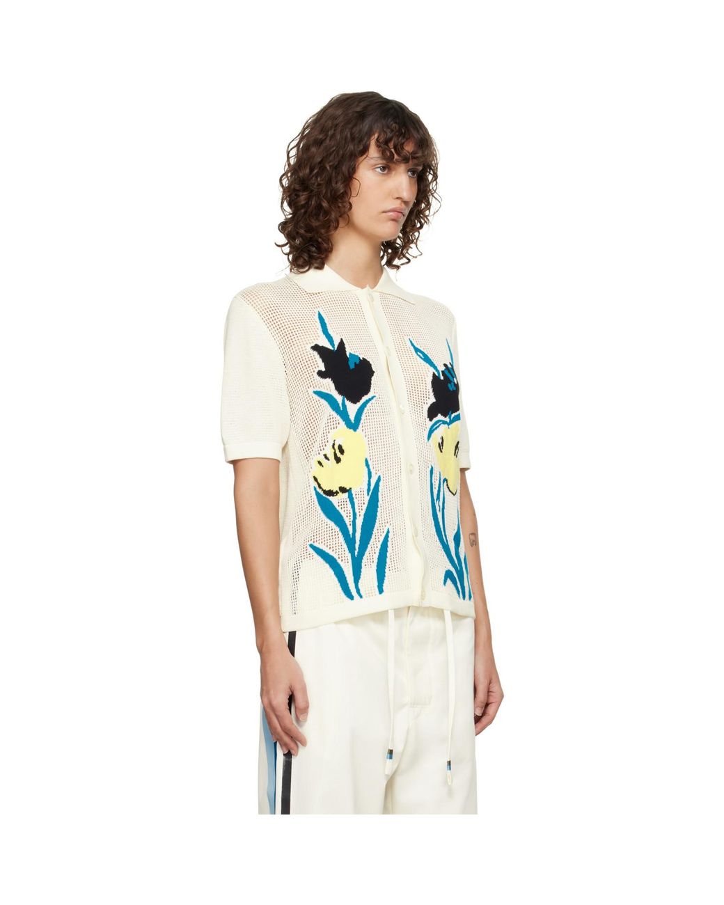 Marni Multicolor Polo-Collar & Flowers Shirt