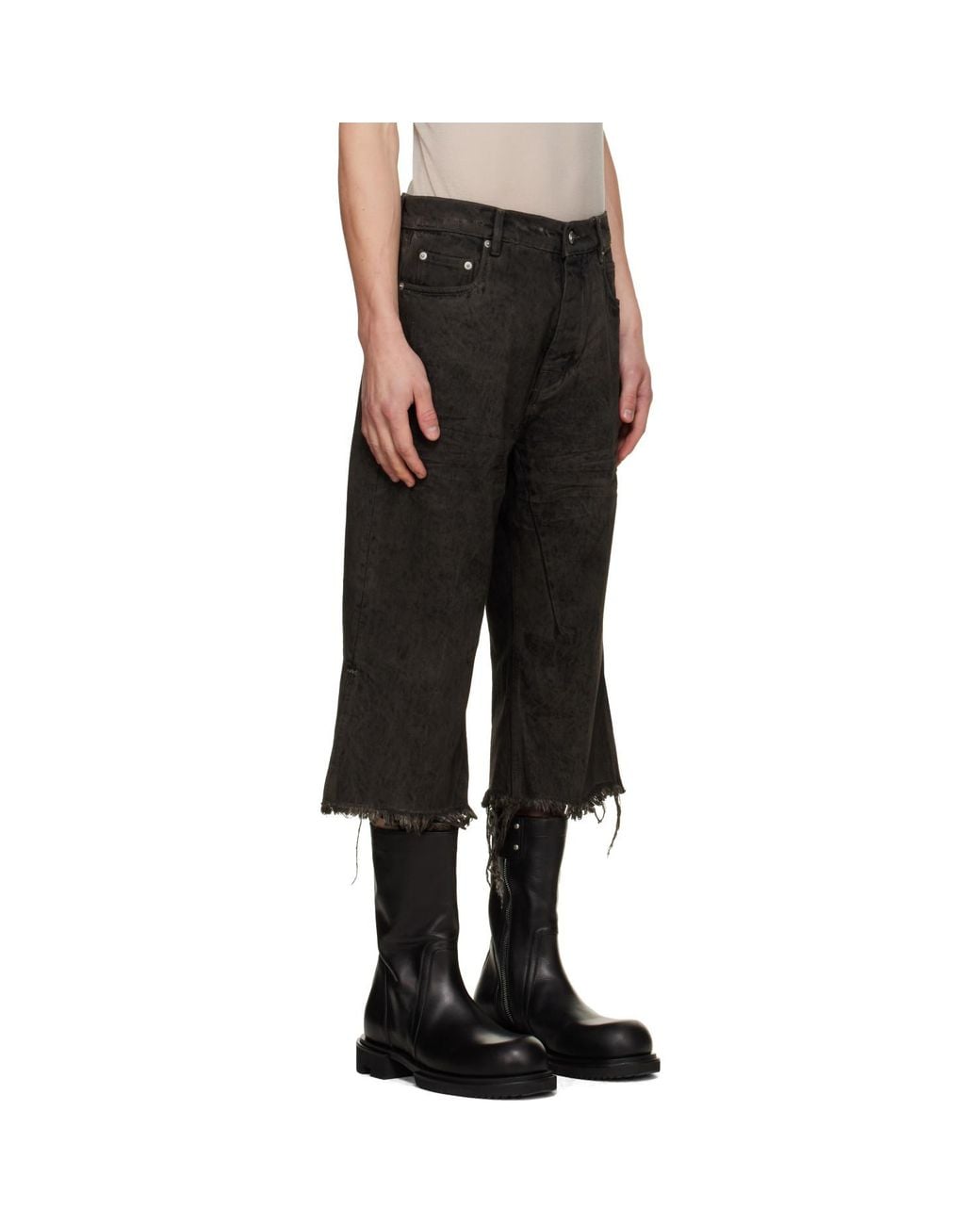 Rick Owens Black Tower Bolan Cutoff Jeans for men