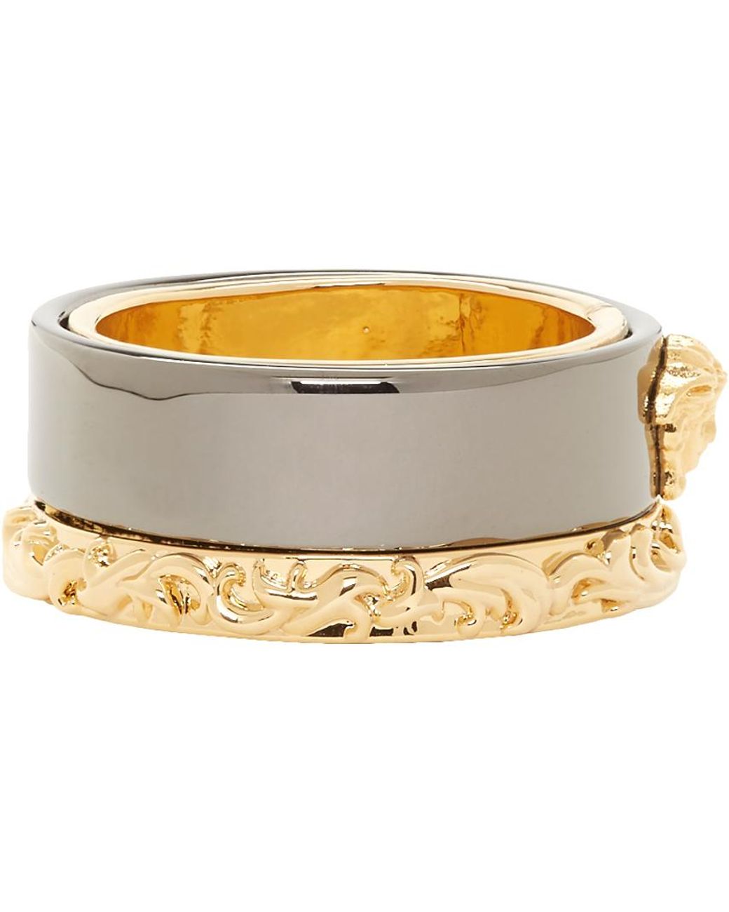 Versace Gold & Gunmetal Medusa Barocco Ring in Metallic for Men | Lyst