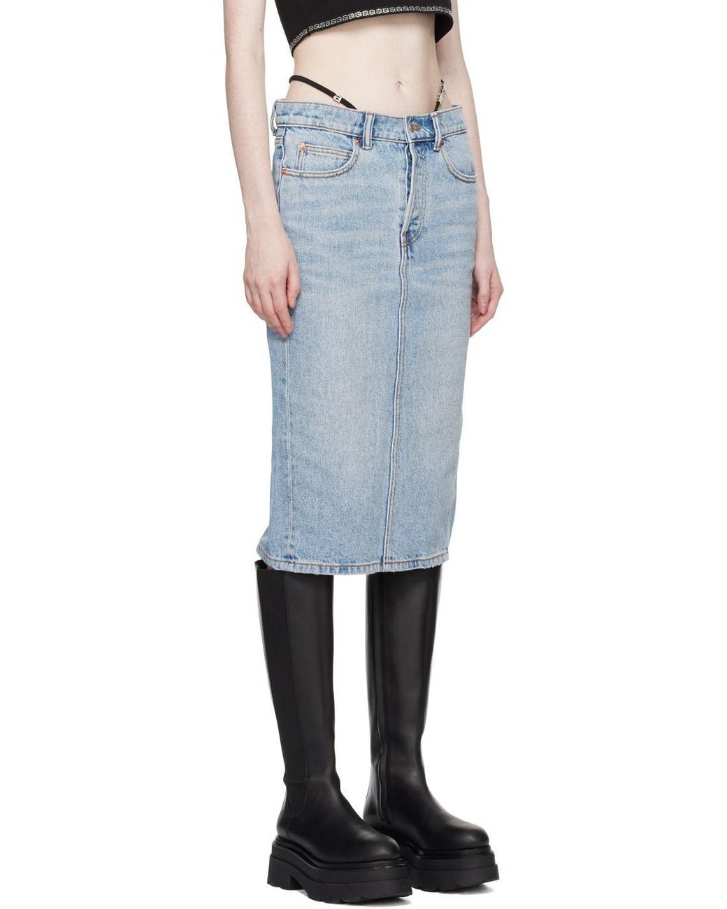 Diamante denim cheap skirt