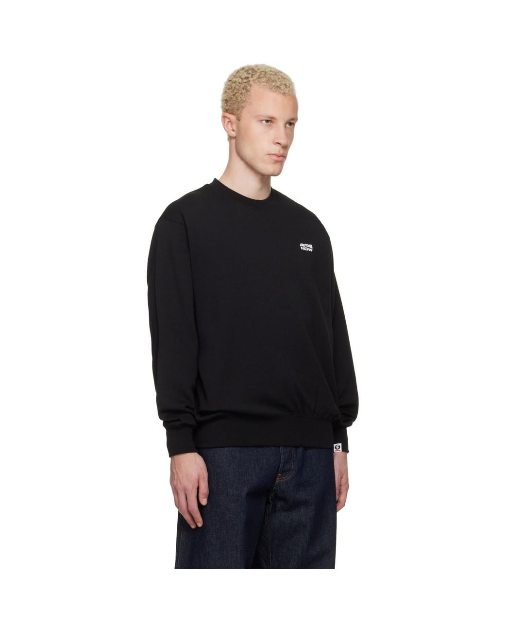 Aape By A Bathing Ape Black 'Aapenow' Crew Neck Sweatshirt for men