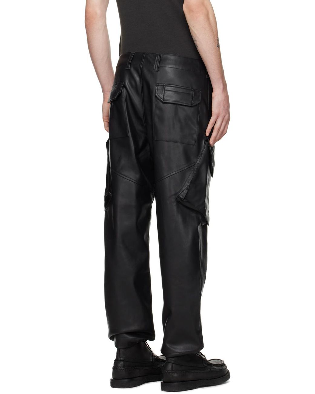Mens leather cheap cargo pants