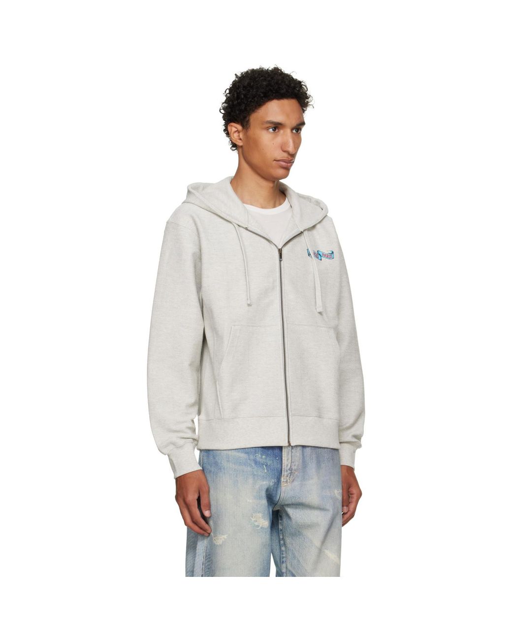 KENZO Gray Paris Jumping Tiger' Zip Up Hoodie for men