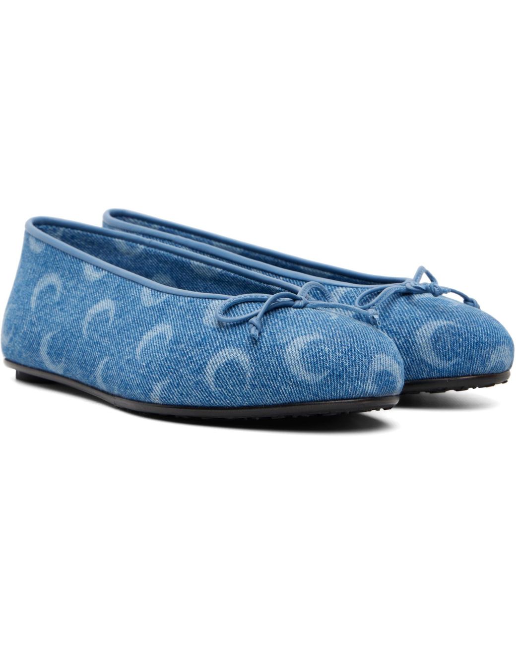 MARINE SERRE Blue Moonogram Denim Ballerina Flats