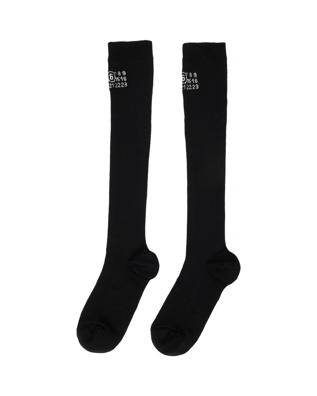 MM6 by Maison Margiela Black Rib Knee-High Socks