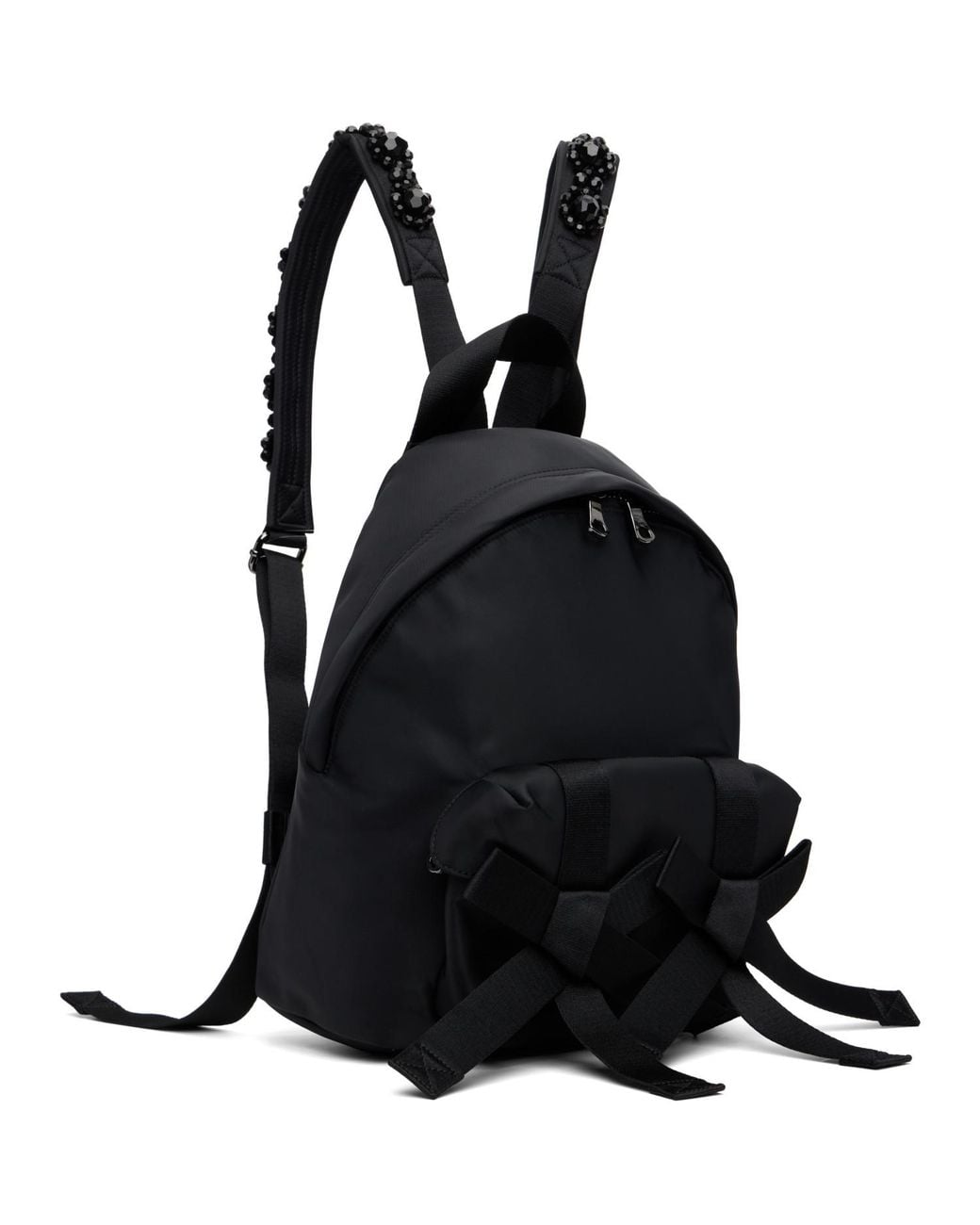 Simone Rocha Black Beaded Utility Bow Backpack