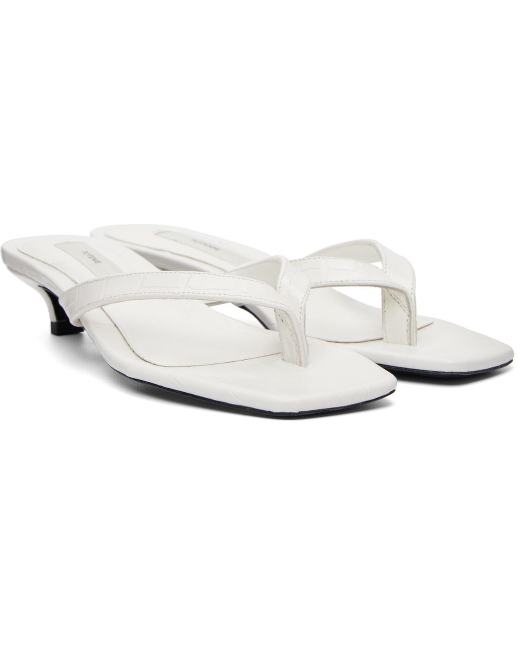 Totême Black Croco-Embossed Flip Flop Heeled Sandals