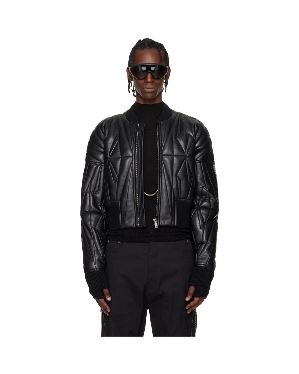 Rick Owens Black Moncler + Geocamo Cropped Flight Jacket for men