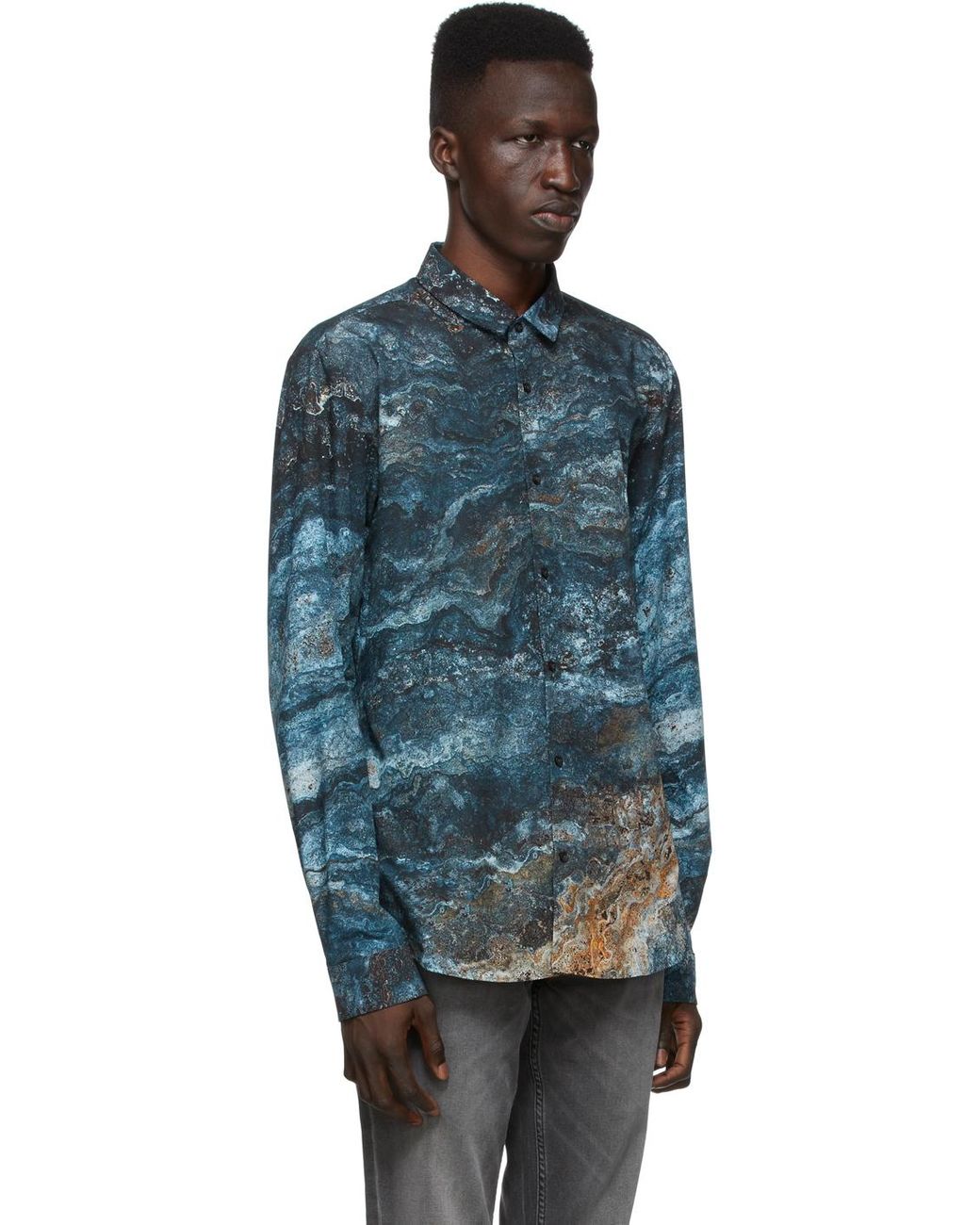 HUGO Cotton Blue Marble Print Ero3-w 