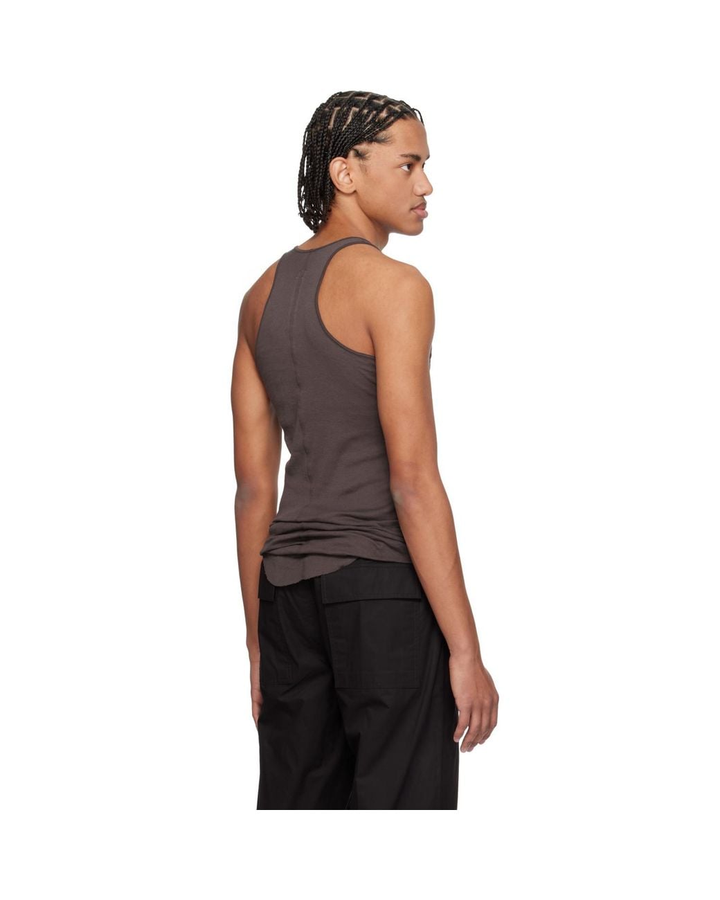 Rick Owens Black Temple Basic Rib Tank Top for men
