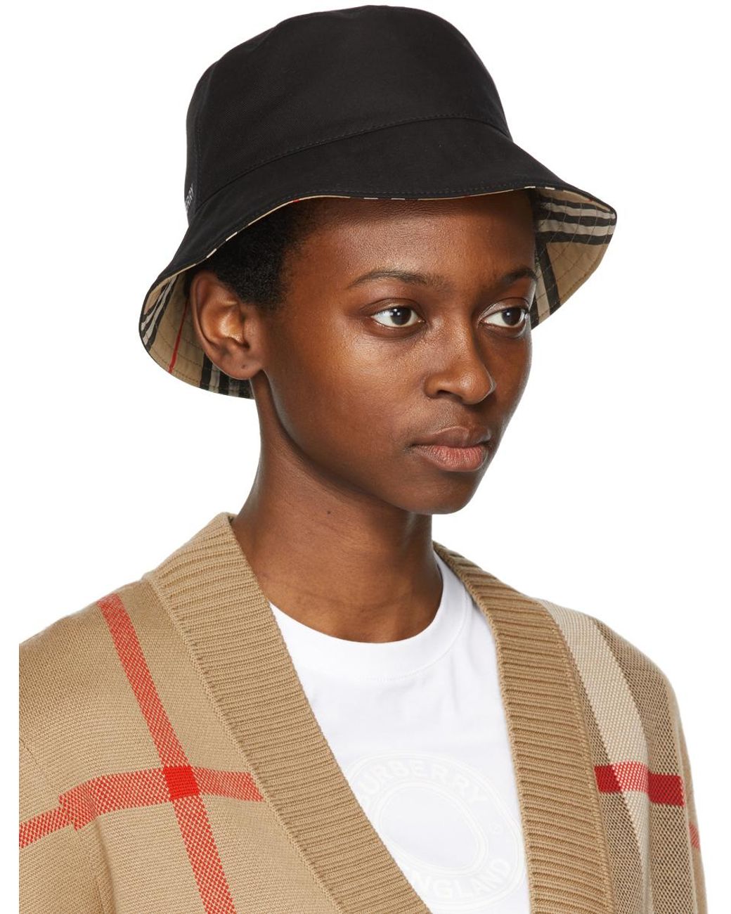 Womens Mens Accessories Mens Hats Natural - Save 5% Burberry Cotton Icon Stripe Bucket Hat in Beige 
